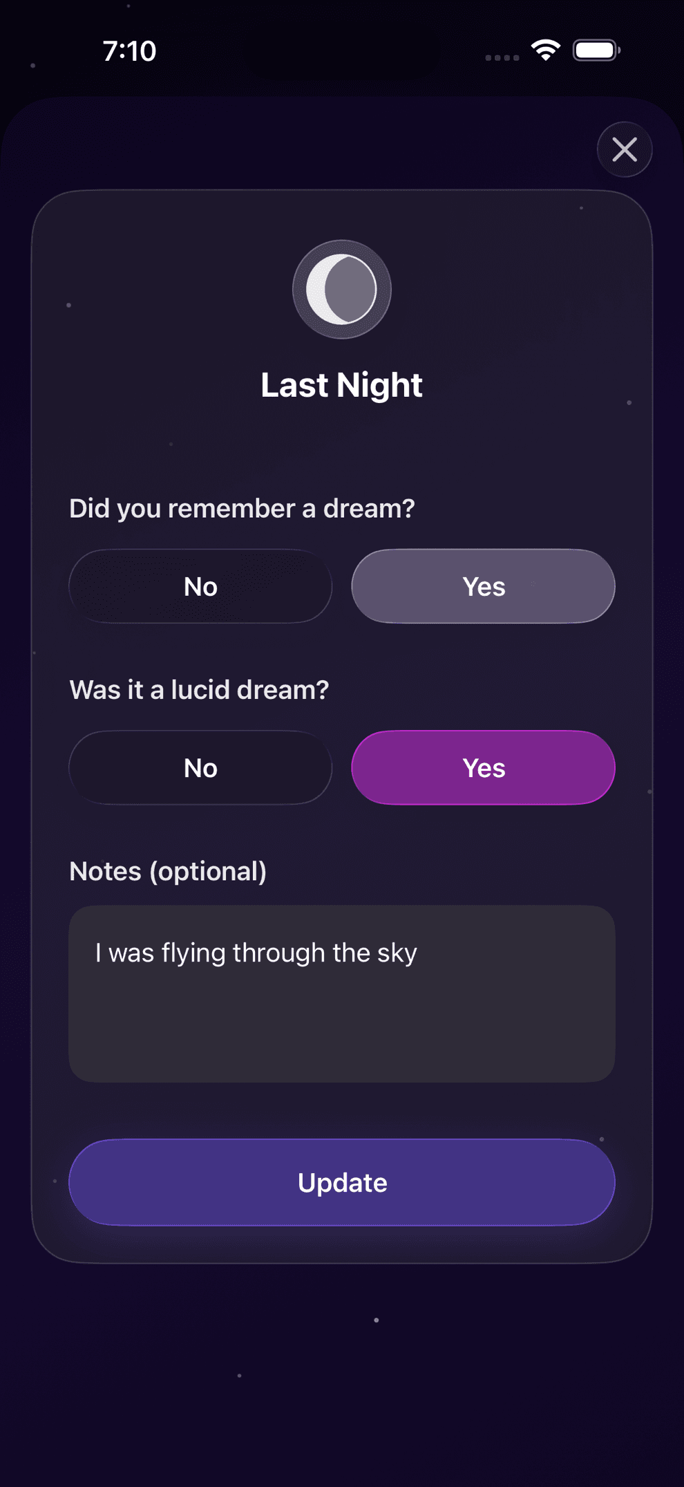 Dream logging and tracking in Reality Check app